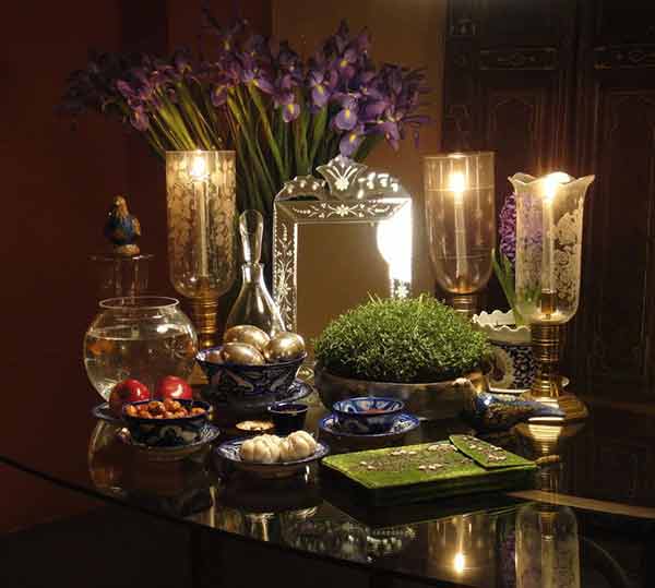Haft sin table with seven symbolic items - Happy Nowruz!